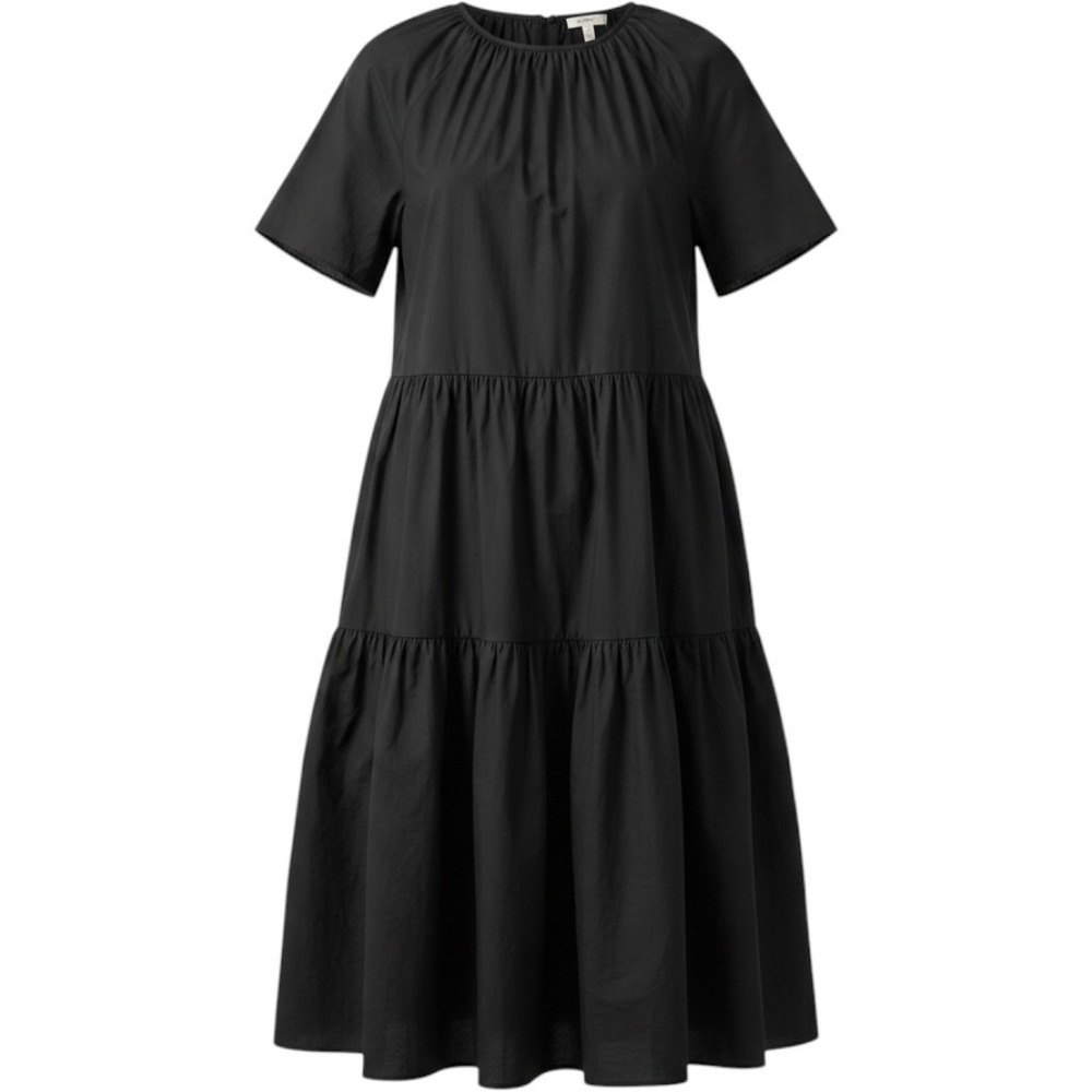 Nordstrom‎ Womens Black Cotton Poplin Tiered Midi Dress Large New NWT Short
